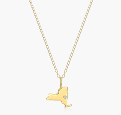 Lab Grown Diamond New York Diamond Pendant Necklace in 14k Yellow Gold Plated Sterling Silver